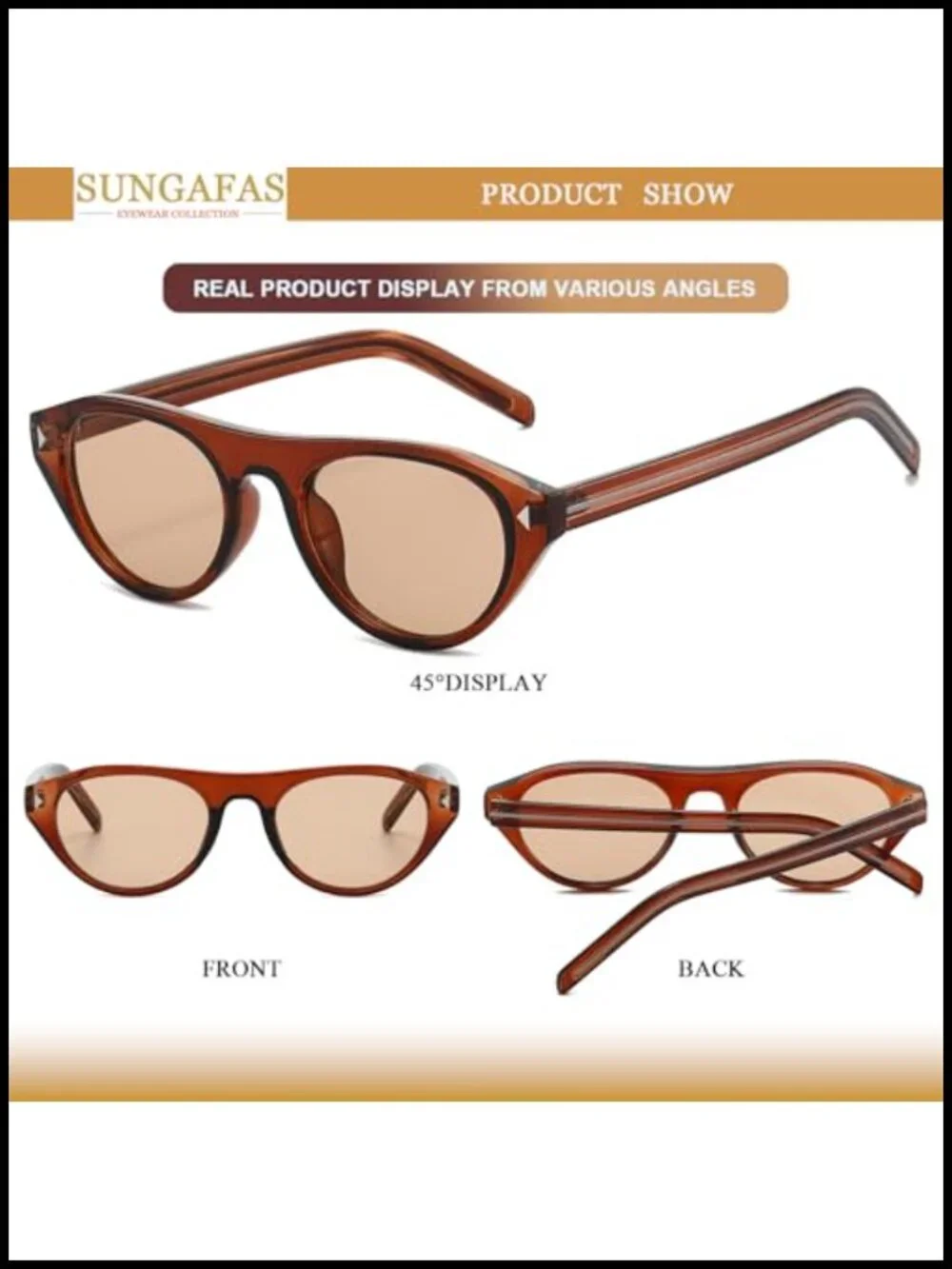 Vintage Cat Eye Sunglasses UV400 Oval Retro Frame Unisex